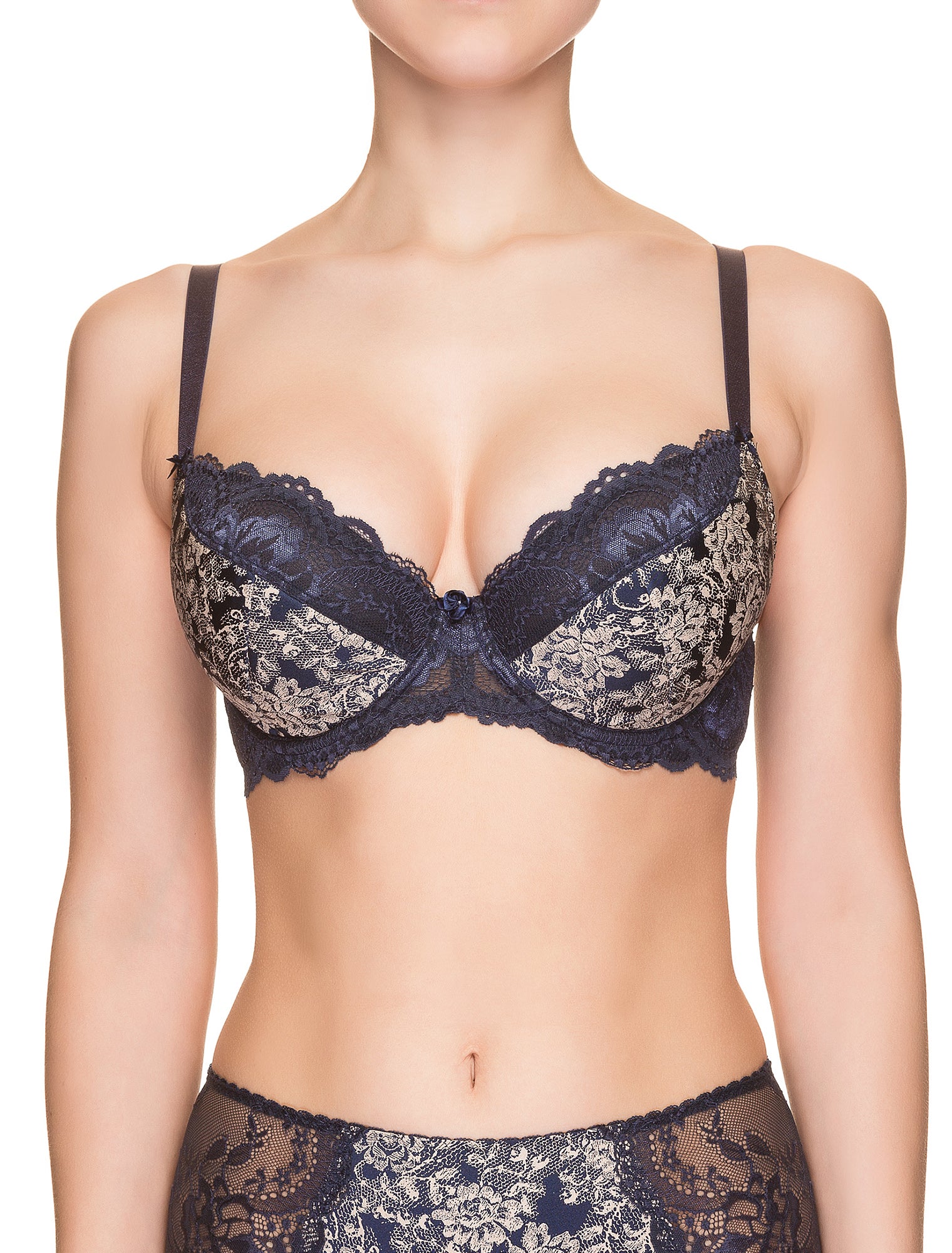 Lauma, Blue Half Padded Bra, On Model Front, 08H40