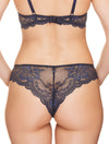 Lauma, Blue Mid Waist Lace Brazilian Briefs, On Model Back, 08H61