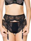 Lauma, Black Lace Suspender Belt, On Model Front, 08J05