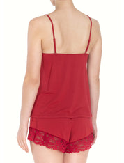 Lauma, Red Viscose Pyjama Shorts, On Model Back, 08N70