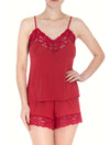 Lauma, Red Viscose Pyjama Shorts, On Model Front, 08N70