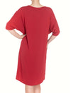 Lauma, Red Viscose Night Dress, On Model Back, 08N91