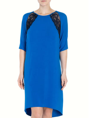 Lauma, Blue Viscose Night Dress, On Model Front, 08N91