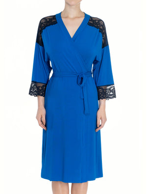 Lauma, Blue Viscose Robe, On Model Front, 08N92