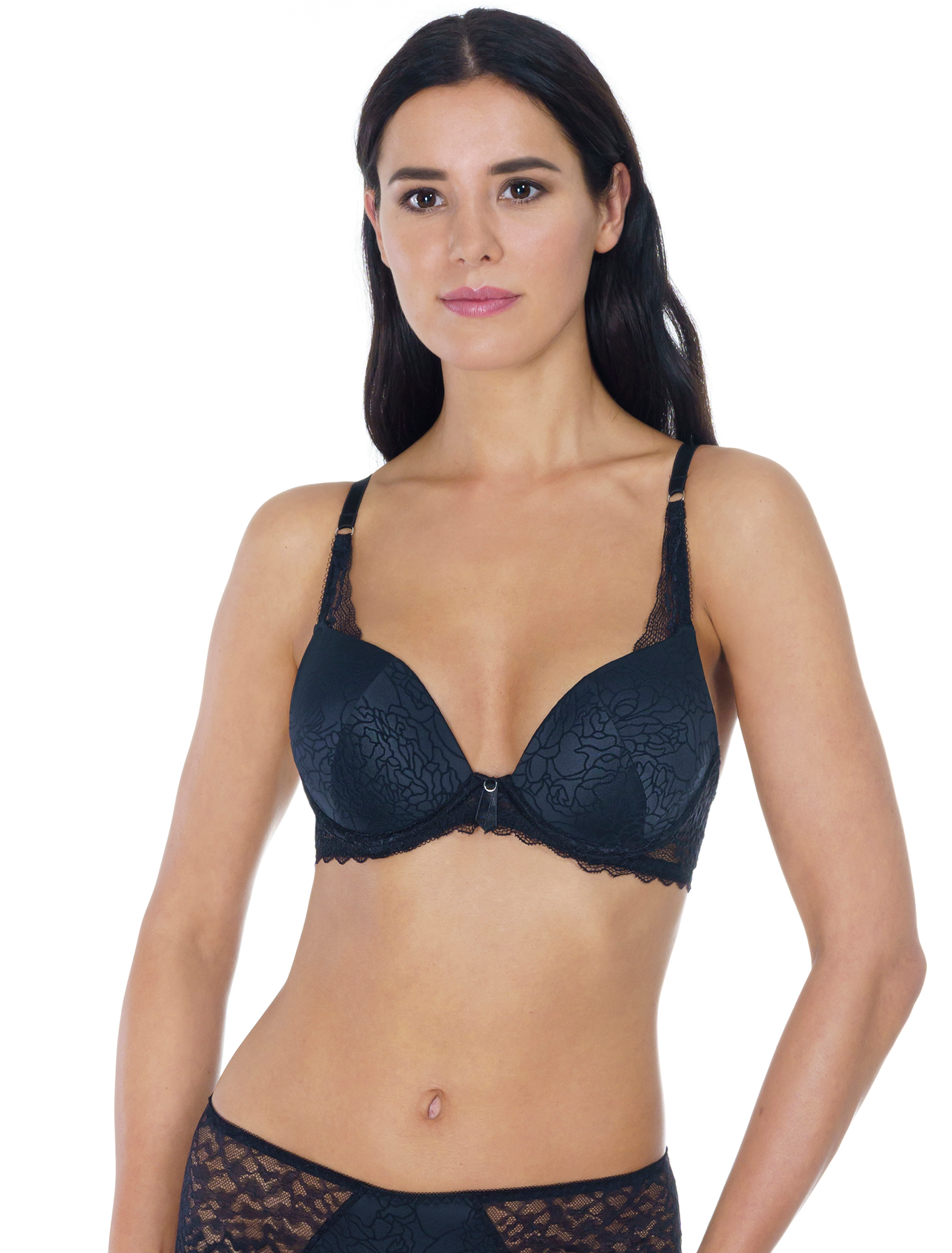 Lauma, Black Moulded Push-up Bra, On Model Front, 10K35
