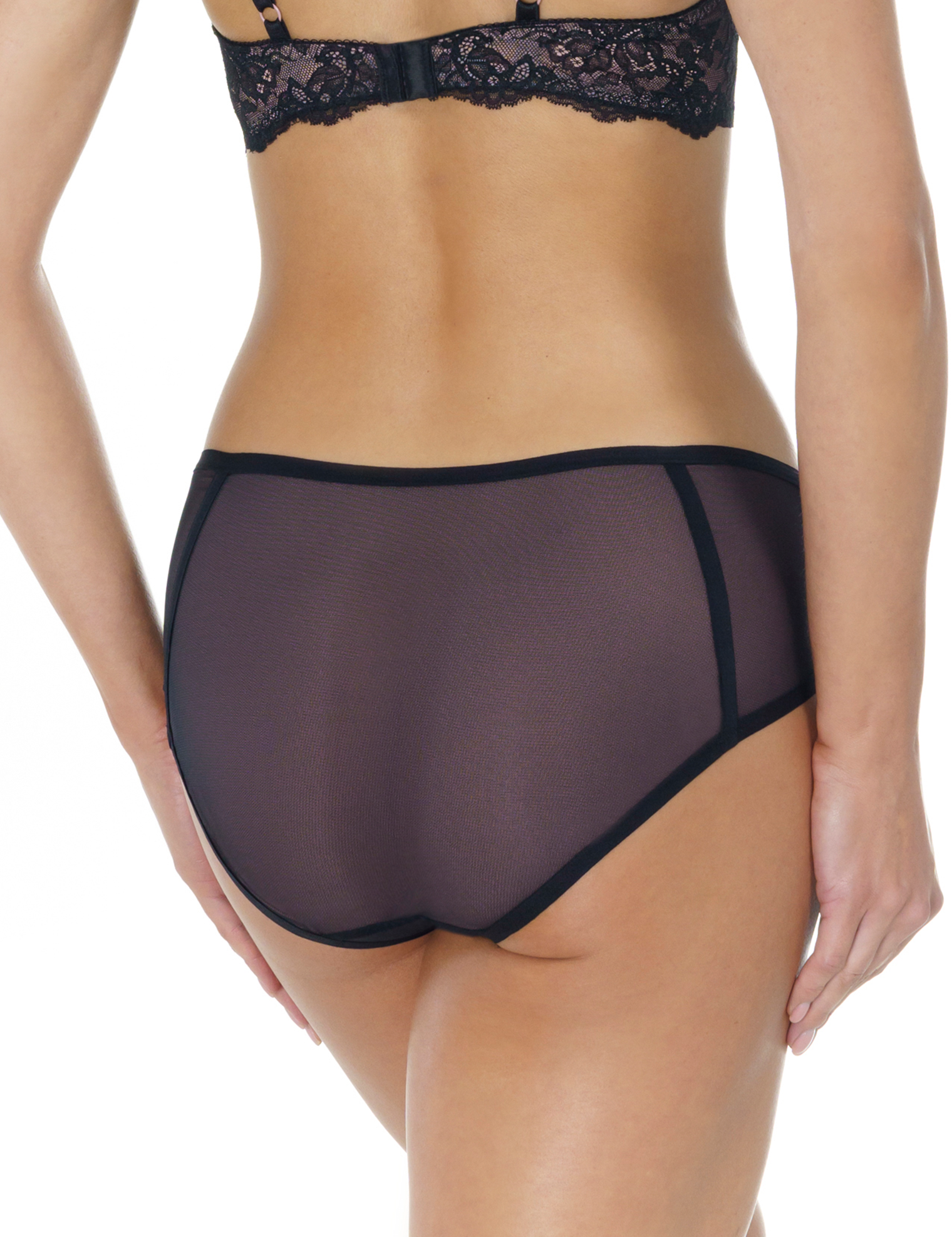 Lauma, Black Mid Waist Panties, On Model Back, 12K52