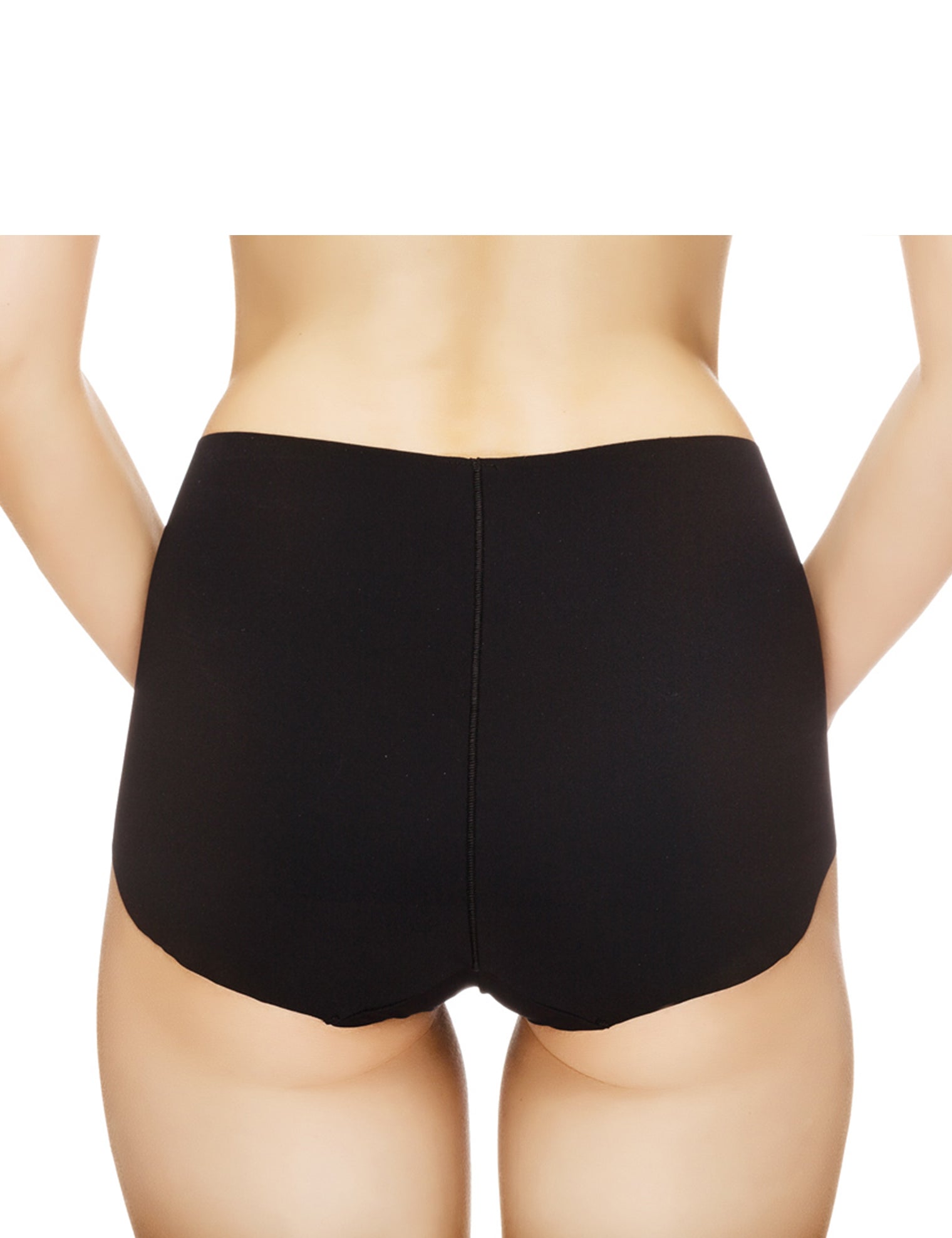 Lauma, Black Seamless High Waist Panties, On Model Front, 14B51