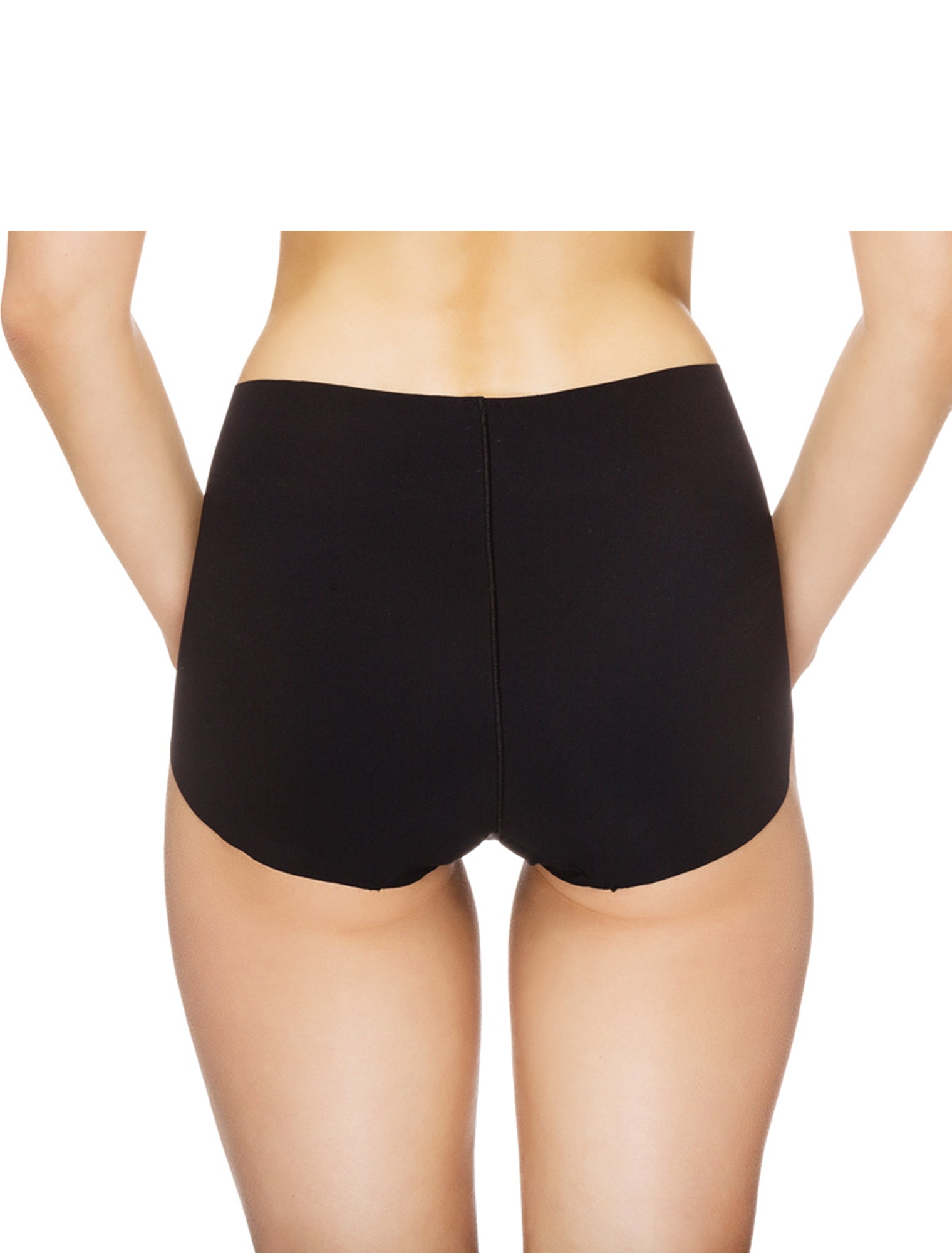 Lauma, Black Seamless High Waist Panties, On Model Back, 14B52
