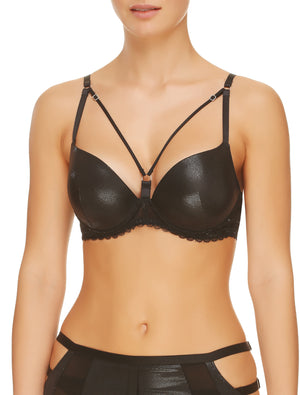 Lauma, Black Strappy Push Up Bra, On Model Front, 14H35