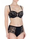 Lauma, Black High Waist Panties With Lace, On Model Front, 15K51