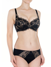 Lauma, Black Half-padded Lace Bra, On Model Front, 15K40