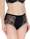 Lauma, Black High Waist Panties With Lace, On Model Front, 15K51