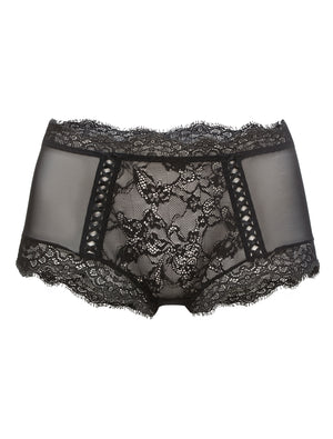 Lauma, Black Mid Waist Shorts Panties, On Model Front, 16H70