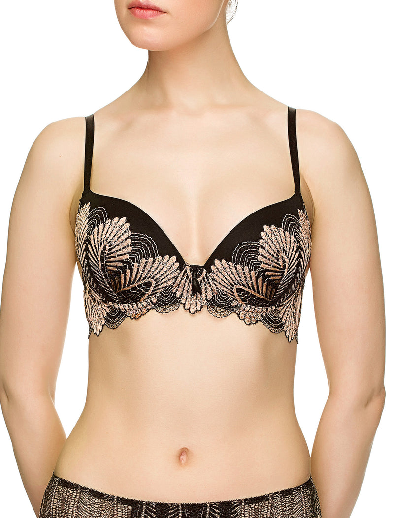 Lauma, Black  Lace Moulded Push-Up Bra, On Model Front, 17J35