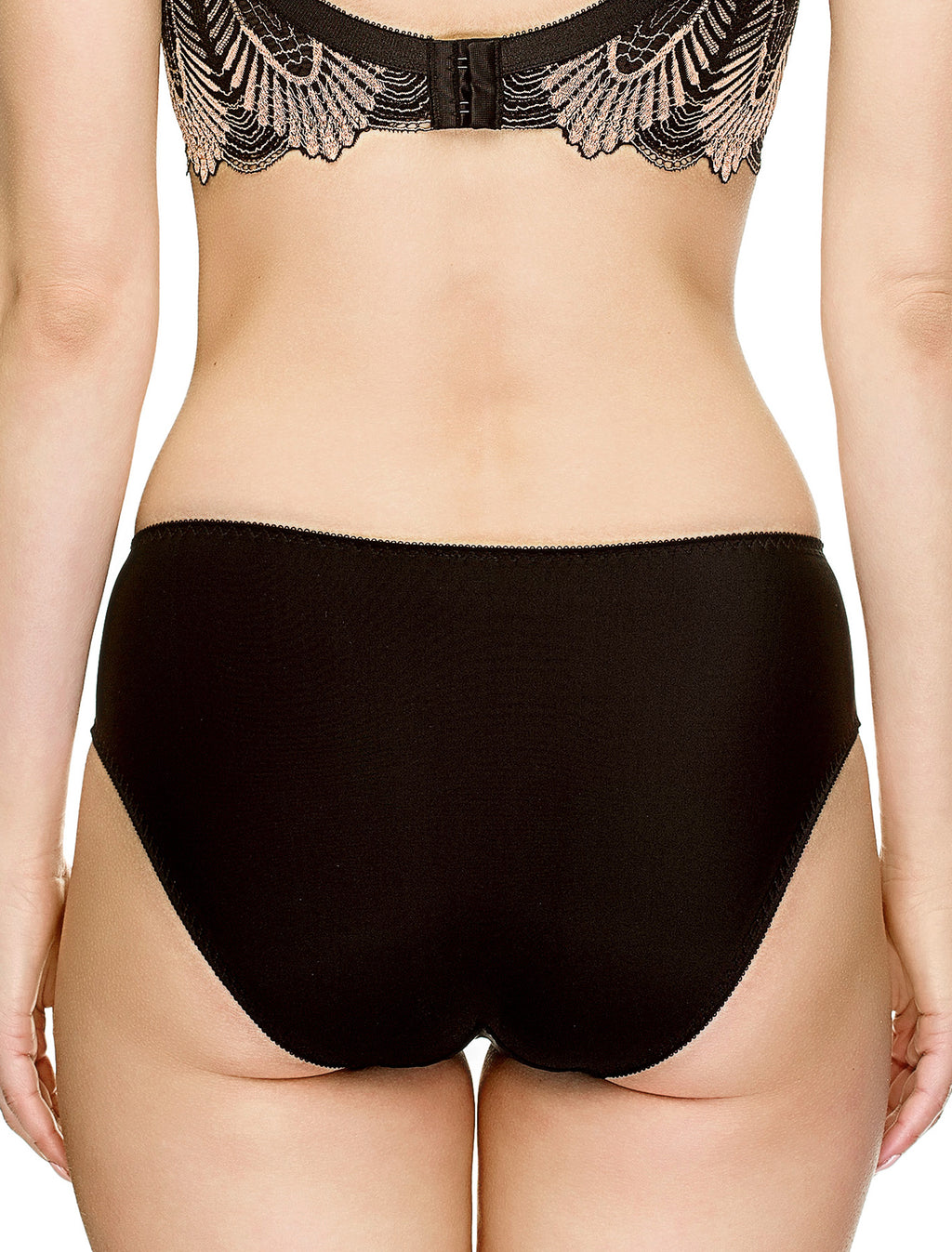 Lauma, Black Mid Waist Panties, On Model Back, 17J52