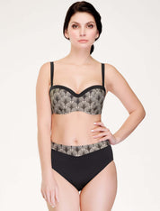Lauma, Black High Waist Bikini Bottom, On Model Front, 18J51