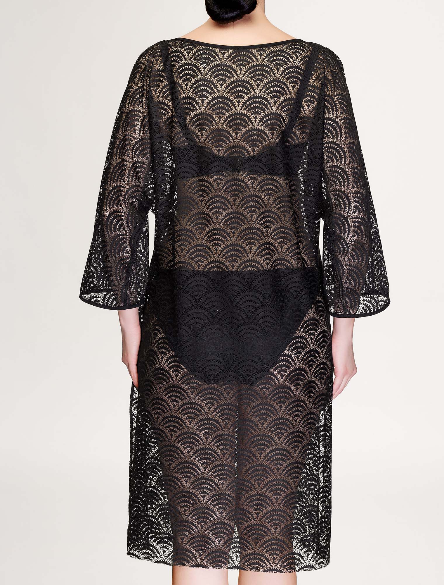 Lauma, Black Lace Cover Up Tunic, On Model Back, 18J90 