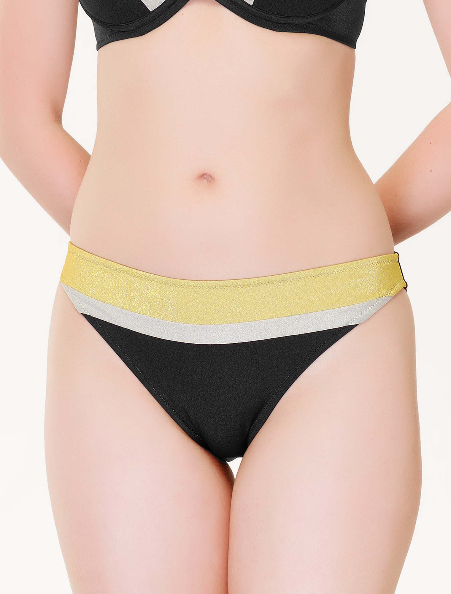 Lauma, Black Bikini Bottom, On Model Front, 19J52