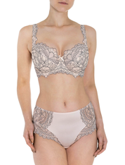 Lauma, Beige Non-padded Underwired Lace Bra, On Model Front, 19K20