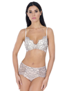 Lauma, Beige Non-wired Lace Push-up Bra, On Model Front, 19K38