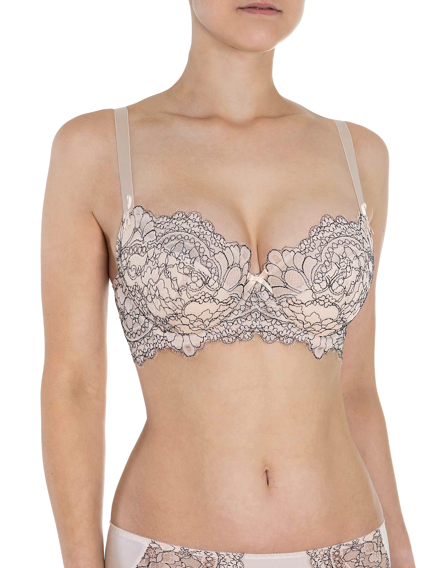 Lauma, Beige Half-padded Lace Bra, On Model Front, 19K42