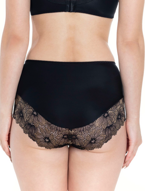 Lauma, Black High Waist Panties With Lace, On Model Back, 15K51