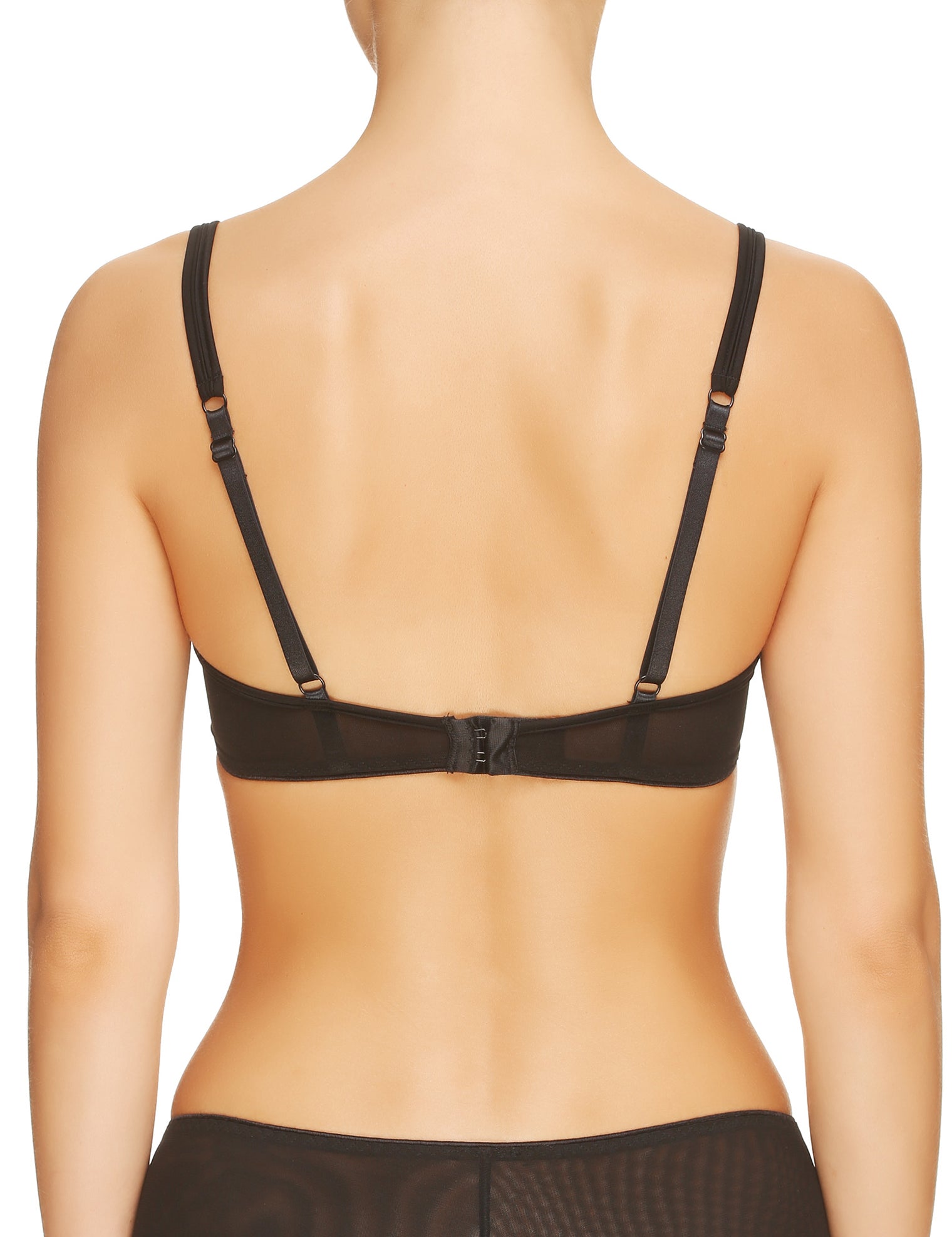 Lauma, Black Plunge Push Up Lace Bra, On Model Back, 20H10