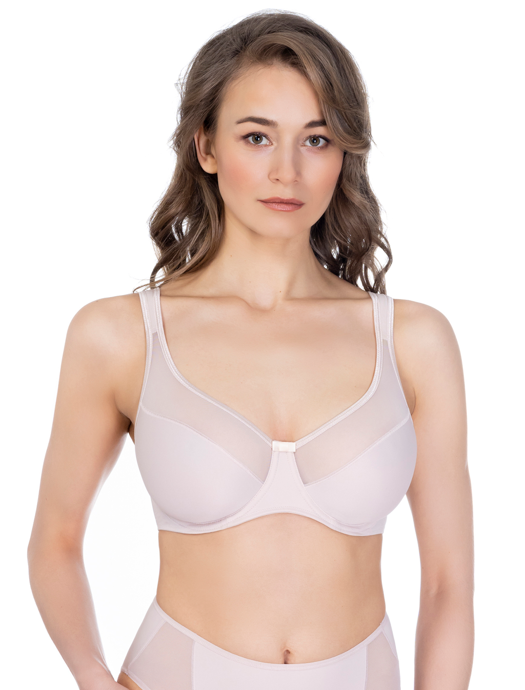 Lauma, Beige Non-padded Moulded Underwired Bra, On Model Front, 20K22