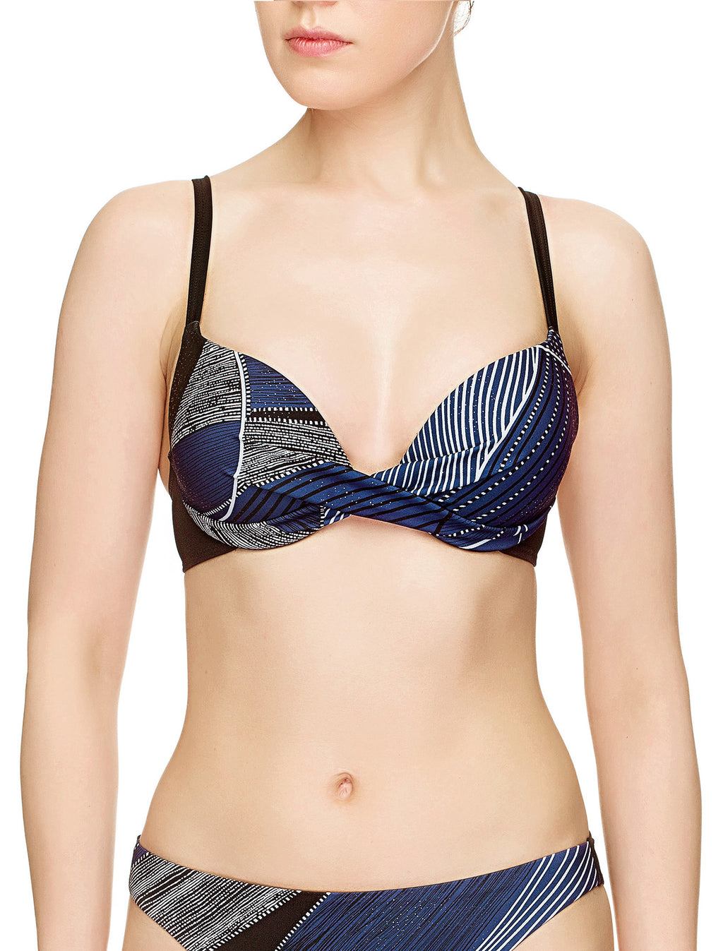 Lauma, Blue Push-up Bikini Top, On Model Front, 21J35