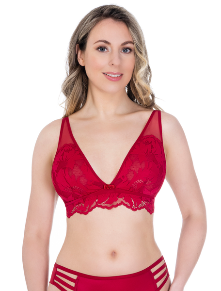 Amulet Trendy Sexy Red Luxury Lace Non-wired Bustier Bra – Lauma Lingerie