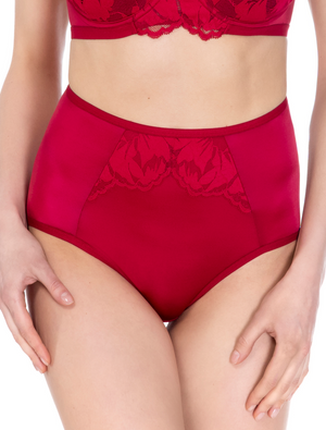 Lauma, Red High Waist Panties, On Model Front, 24K51