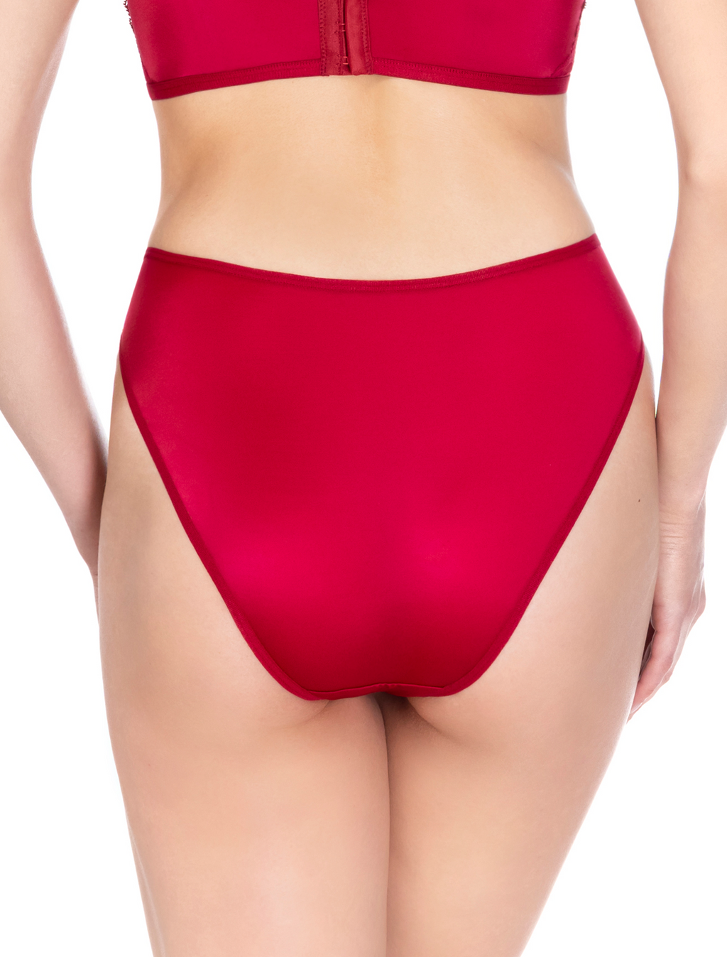 Lauma, Red Lace Mid Waist Panties, On Model Back, 24K52