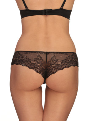 Lauma, Black Mid Waist Lace Shorts Panties, On Model Back, 26F70 