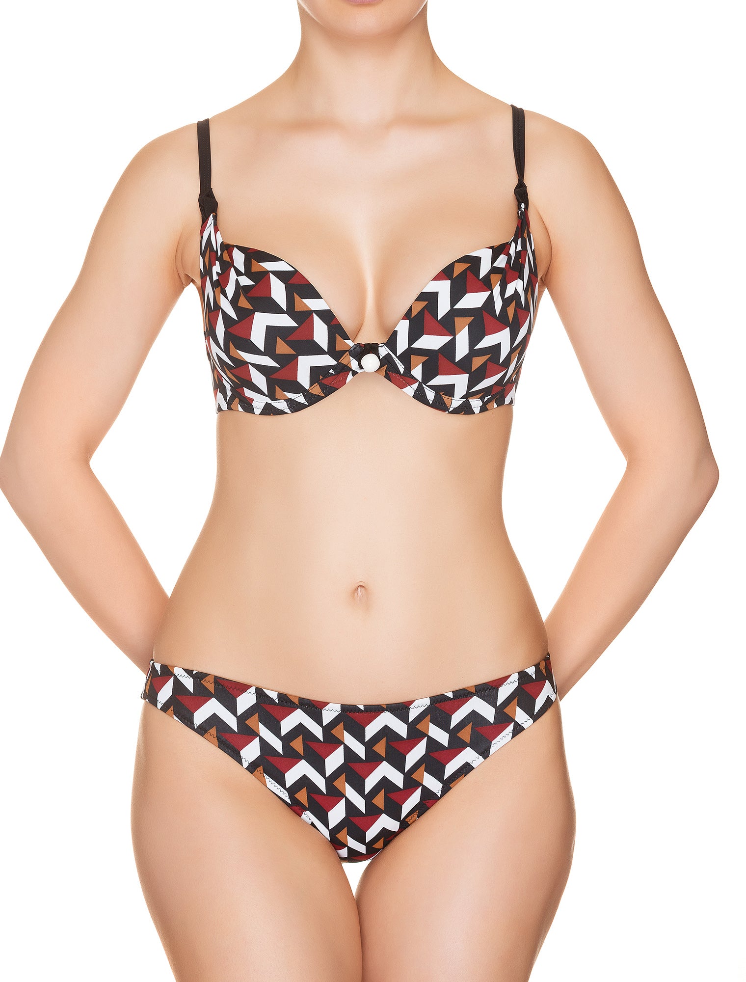 Lauma, Black Push Up Bikini Top, On Model Front, 34H35