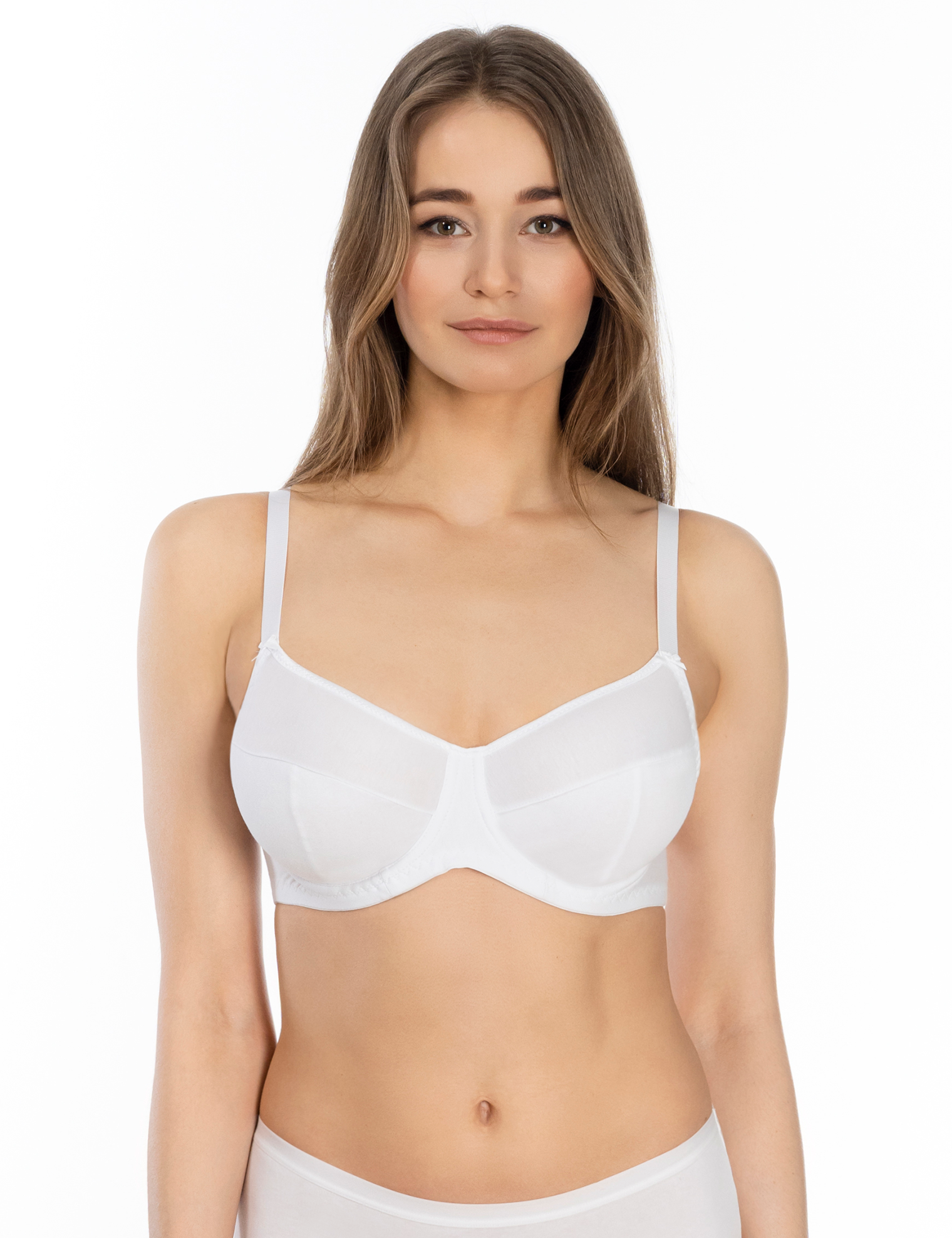 Lauma, White Underwired Non-padded Cotton Bra, On Model Front, 38C20
