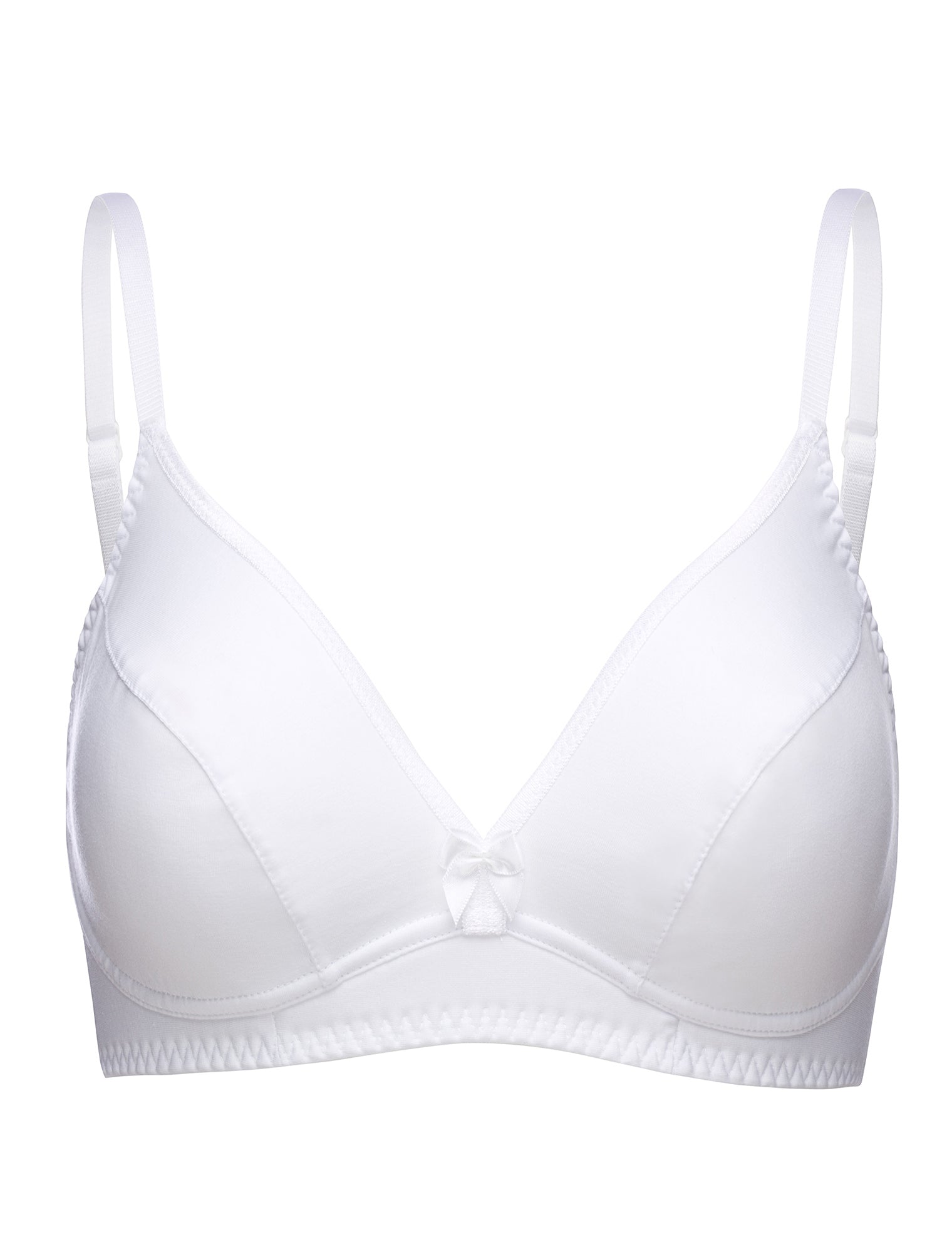 Lauma, White Wireless Cotton Soft-cup Bra, On Model Front, 38C22