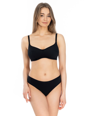 Lauma, Black Wireless Padded Cotton Bra, On Model Front, 38C40 
