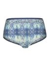 Lauma, Blue Snake Print Mid Waist Shorts Panties, On Model Front, 39D76