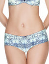 Lauma, Blue Snake Print Mid Waist Shorts Panties, On Model Front, 39D76