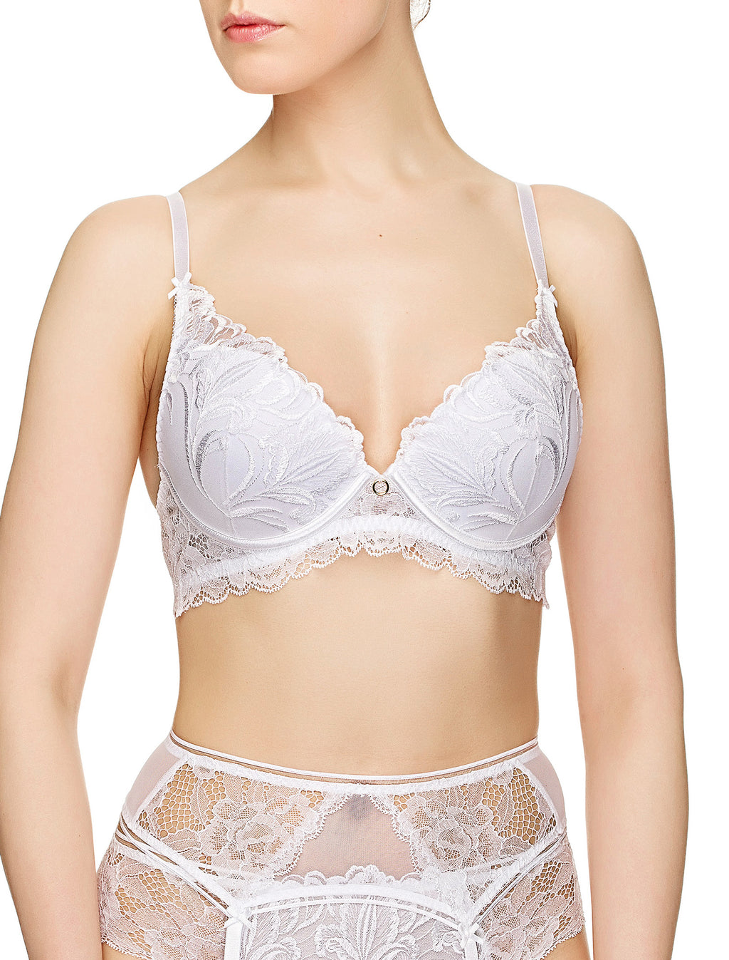Lauma, White Push-up Bustier Bra, On Model Front, 39J35
