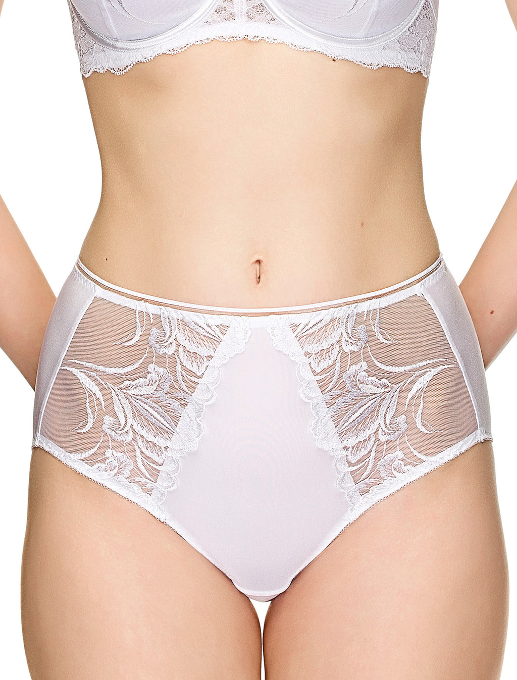 Lauma, White High Waist Panties, On Model Front, 39J52