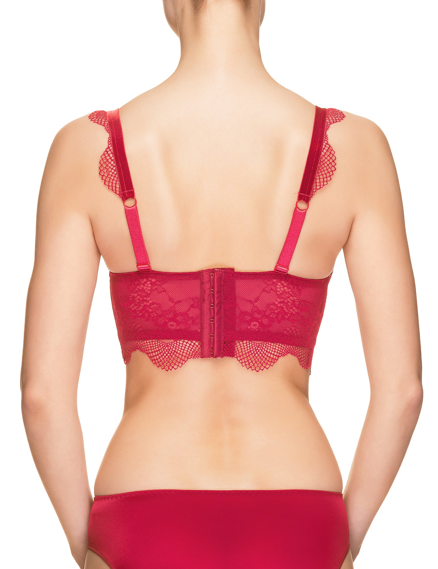 Lauma, Red Underwired Padded Lace Bra, On Model Back, 41H31