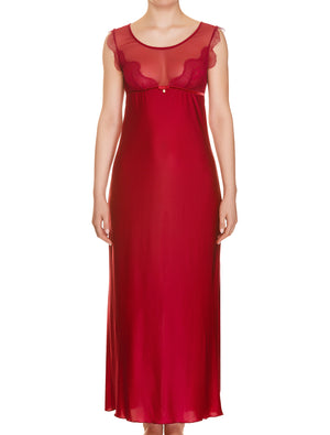 Lauma, Red Long Night Dress, On Model Front, 41H90