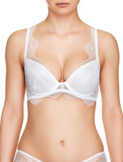 Lauma, White Plunge Push Up Lace Bra, On Model Front, 42H10