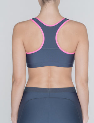 Lauma, Grey Short Tank Top, On Model Back, 49D90