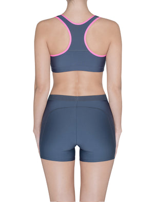 Lauma, Grey Short Tank Top, On Model Back, 49D90