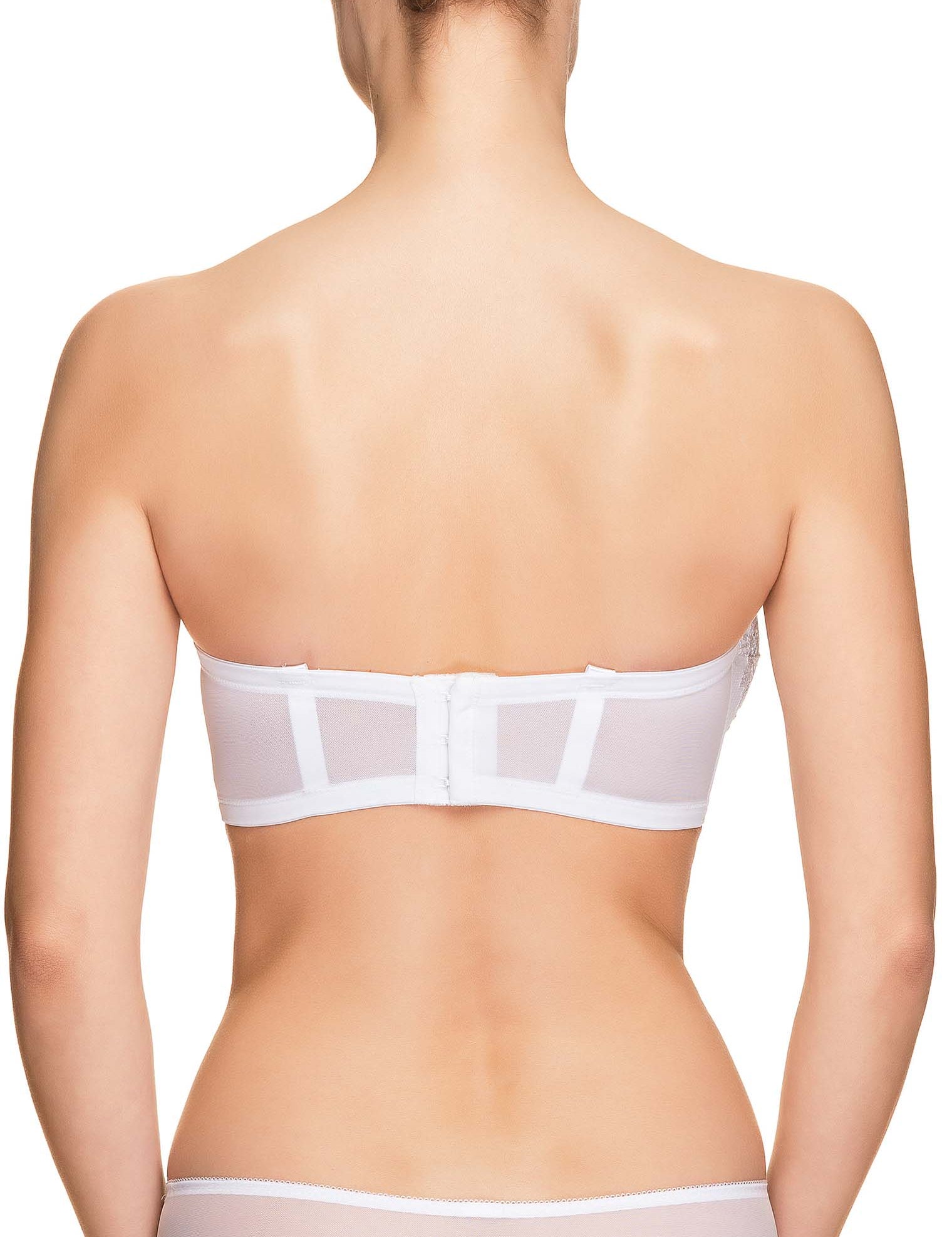 Lauma, White Strapless Balconette Bra, On Model Back, 46H30