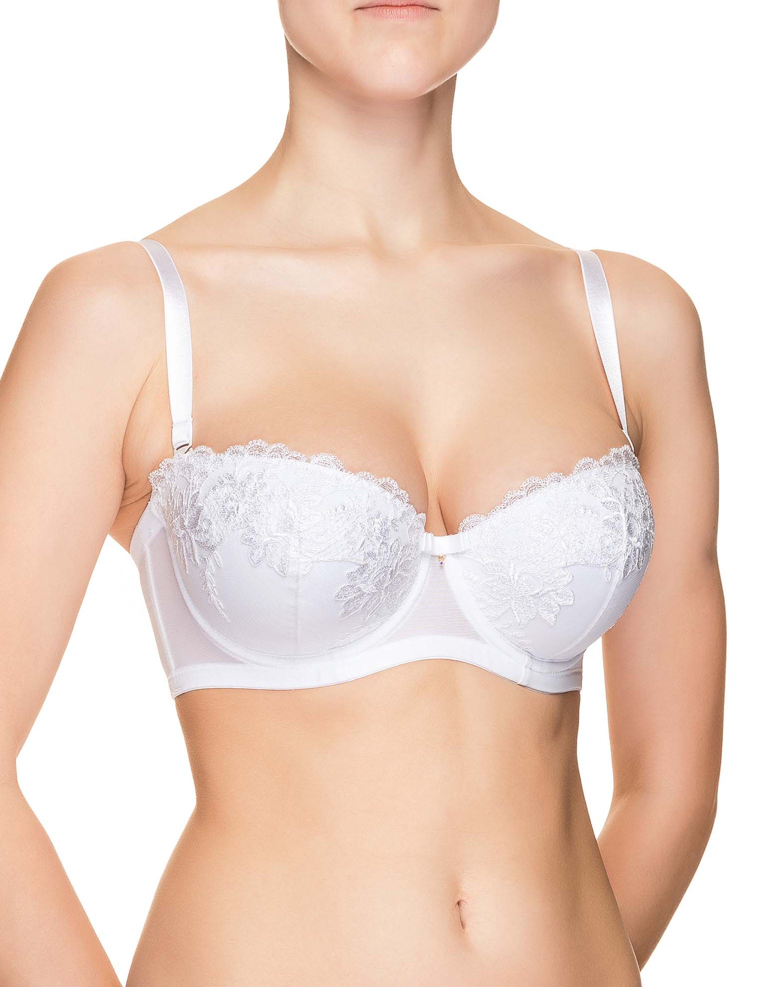 Lauma, White Balconette Bra, On Model Front, 46H30