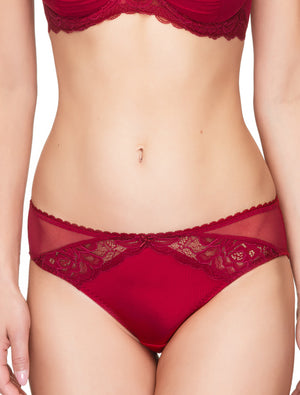 Lauma, Red Mid Waist Panties, On Model Front, 47H50