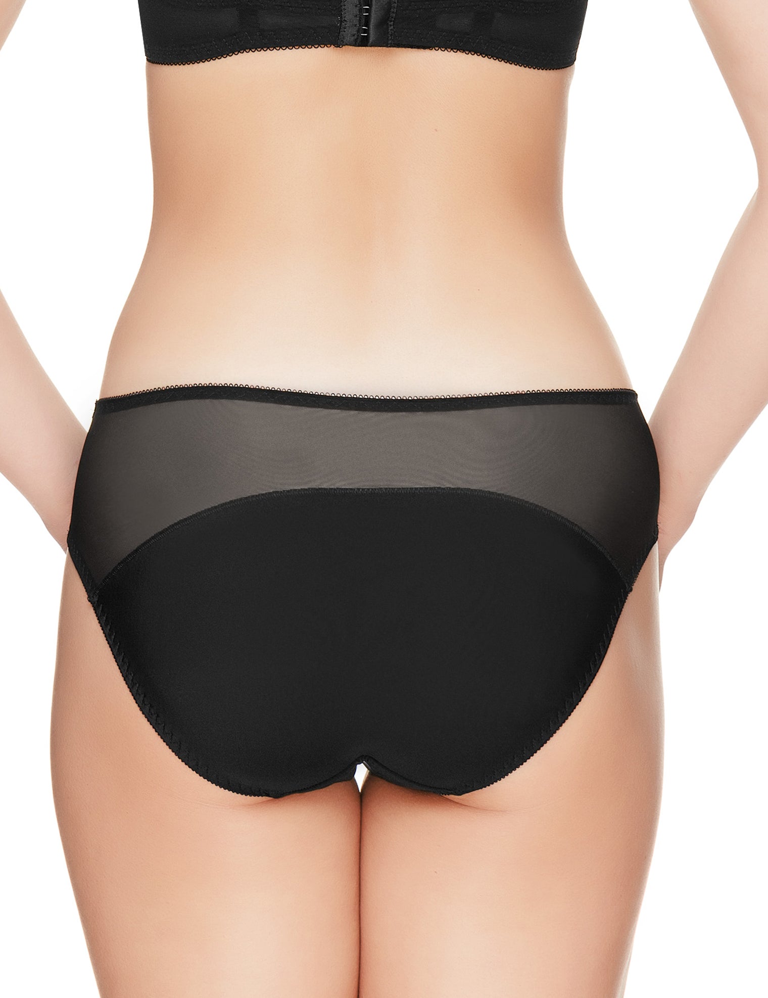 Lauma, Black Mid Waist Panties, On Model Back, 48J50